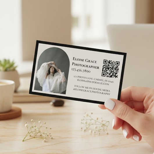 Editorial Photo Logo Black QR Code Business Card 名刺