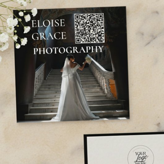 Editorial Photo Logo QR Code Square Business Card スクエア名刺
