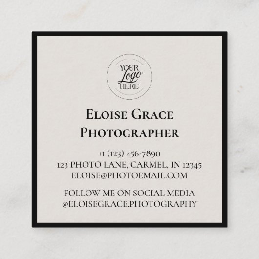 Editorial Photo Logo QR Code Square Business Card スクエア名刺 (裏面)