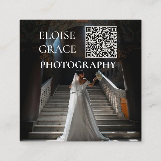 Editorial Photo Logo QR Code Square Business Card スクエア名刺 (正面)