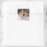 Editorial Photo Modern Wedding スクエアシール<br><div class="desc">Modern editorial style wedding stickers with your names in bold typography over your favorite photo.  A clean and simple design for a wedding during any time of year.</div>