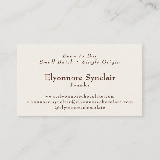 Editorial Serif Bean to Bar Chocolate Maker 名刺 (裏面)