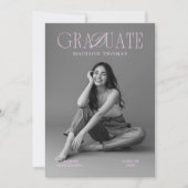 Editorial Soft Pink Typography Graduation 招待状 (正面)