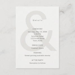 Editorial Typography Wedding Details Card エンクロージャーカード