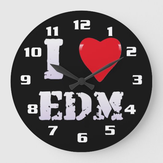 EDMが好きです。ハートEDMクール ラージ壁時計 (正面)