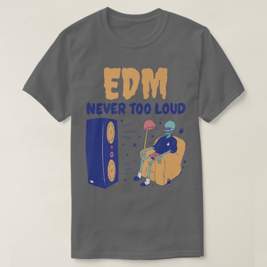 EDMは決して大きおもしろいすぎるダンス音楽スケルトン Tシャツ (デザイン正面)