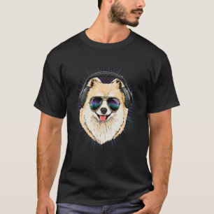 EDMハウスミュージックDJポメラニア犬ドッグミュージックミュージックアート Tシャツ