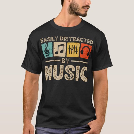 EDM好きのための音楽に気を取られるのは簡単なミュージシャン Tシャツ (正面)