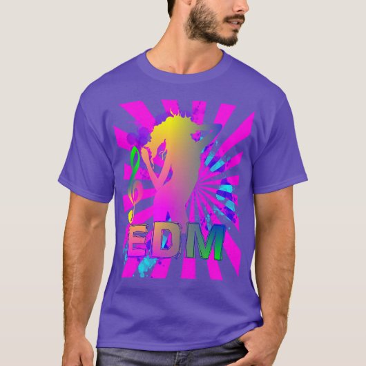 EDM電子ダンスミュージックグラカラフルフィック Tシャツ (正面)