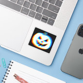 EDM グリッチ ホワイト パンプキン シール (ノートパソコンとiPhone)