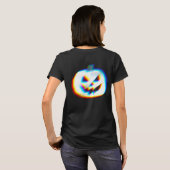 EDM グリッチ ホワイト パンプキン フロント＆バック Tシャツ (裏面フル)