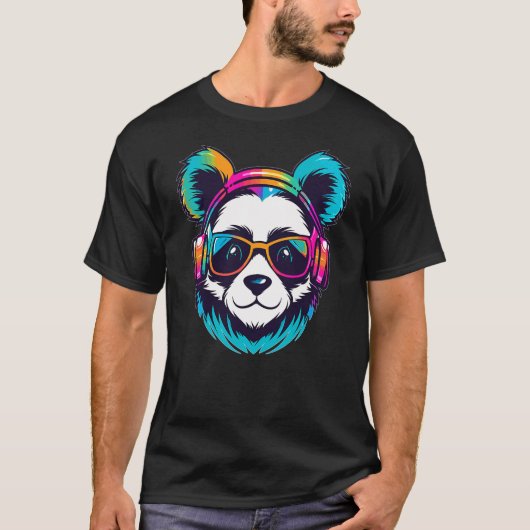 EDM Festival Rainbow Rave Panda Tシャツ (正面)