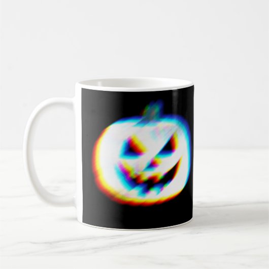 EDM Glitchy White Pumpkin コーヒーマグカップ (左)