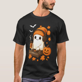 EDM Halloween Music Ghost DJ Rave Cute Beanie Ghos Tシャツ