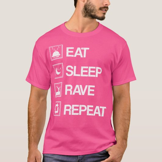 Edm Raverギフト – 食べ Sleep Rave Repeat Tシャツ (正面)