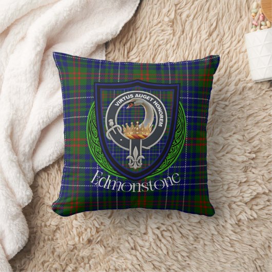 Edmonstone Scottish Clan Tartan & Crest クッション (ブランケット)
