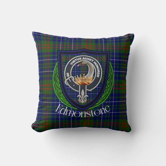Edmonstone Scottish Clan Tartan & Crest クッション (正面)
