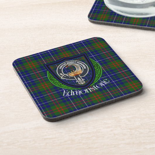 Edmonstone Scottish Clan Tartan & Crest コースター (左側)