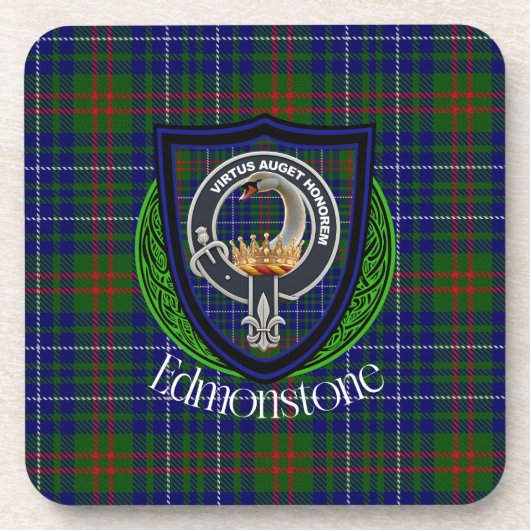 Edmonstone Scottish Clan Tartan & Crest コースター (正面)