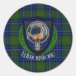 Edmonstone Scottish Clan Tartan & Crest ラウンドシール