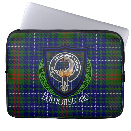 Edmonstone Scottish Clan Tartan & Crest ラップトップスリーブ (正面)