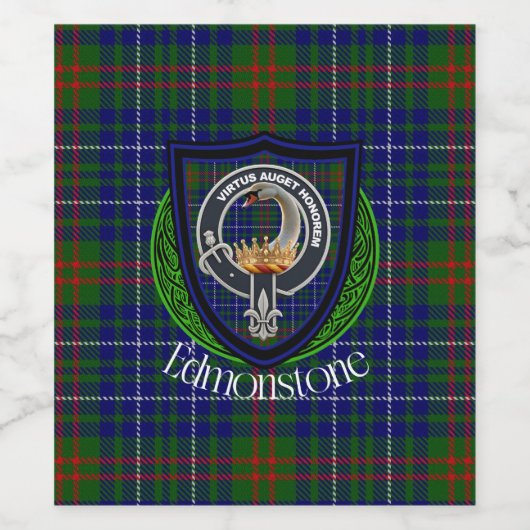 Edmonstone Scottish Clan Tartan & Crest ワインラベル (シングルラベル)