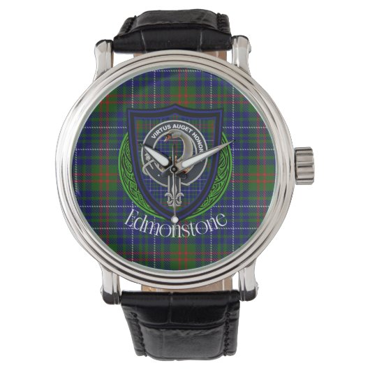 Edmonstone Scottish Clan Tartan & Crest 腕時計 (正面)