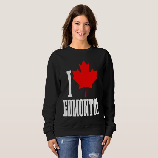 Edmonton Alberta Canada Maple Leaf Canadian Flag P スウェットシャツ (正面フル)