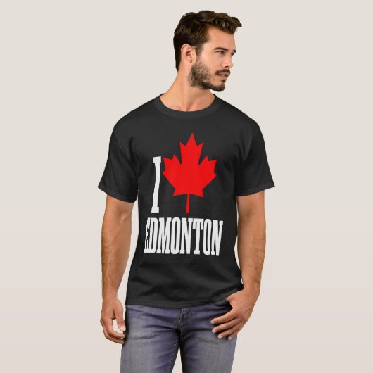 Edmonton Alberta Canada Maple Leaf Canadian Flag P Tシャツ (正面フル)