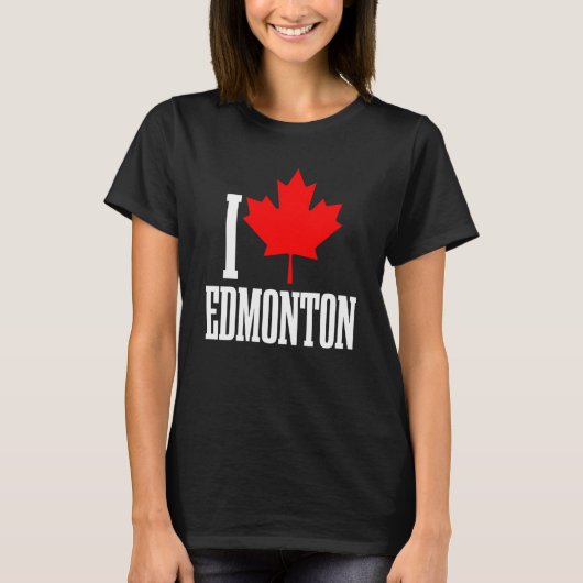 Edmonton Alberta Canada Maple Leaf Canadian Flag P Tシャツ (正面)