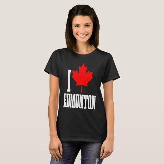 Edmonton Alberta Canada Maple Leaf Canadian Flag P Tシャツ (正面フル)