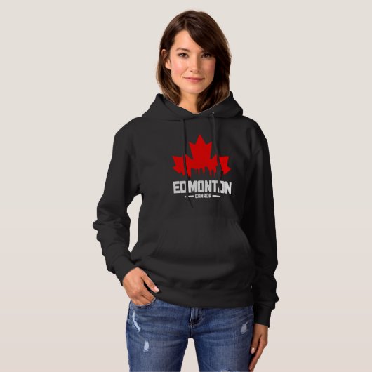 Edmonton Alberta Canada Maple Leaf Canadian Flag S パーカ (正面フル)