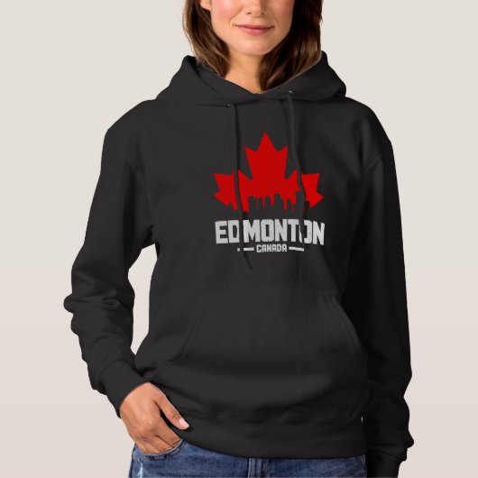 Edmonton Alberta Canada Maple Leaf Canadian Flag S パーカ (正面)