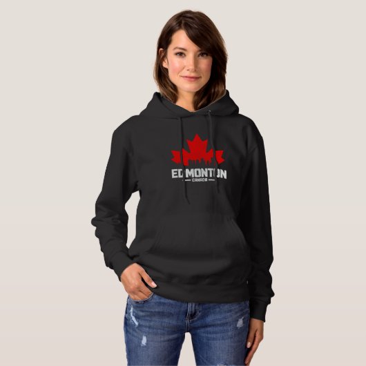Edmonton Alberta Canada Maple Leaf Canadian Flag S パーカ (正面フル)