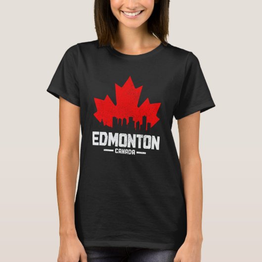 Edmonton Alberta Canada Maple Leaf Canadian Flag S Tシャツ (正面)