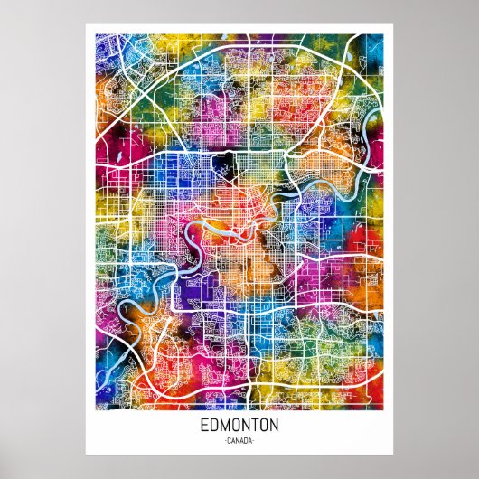 Edmonton Canada City Map ポスター (正面)