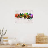 Edmonton skyline in watercolor background ポスター (キッチン)