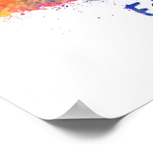 Edmonton V2 skyline in watercolor ポスター (角)