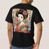 Edo Beauty on Skateboard -ice cream Ukiyo-e Style Tシャツ (裏面)