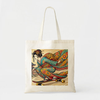 Edo Beauty on Skateboard - Ukiyo-e Style トートバッグ