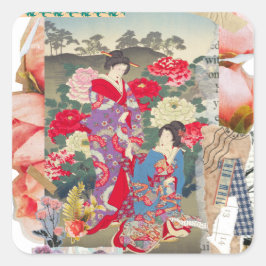 Edo Beauty & Peony Garden – Traditional Japanese  スクエアシール