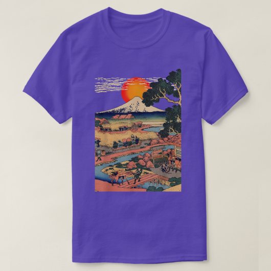 , Edo Japan Scenery, Sunset at Mount Fuji Ukiyo  Tシャツ (デザイン正面)