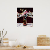 Edouard Manetによる静物画、薄紫、バラ ポスター (キッチン)