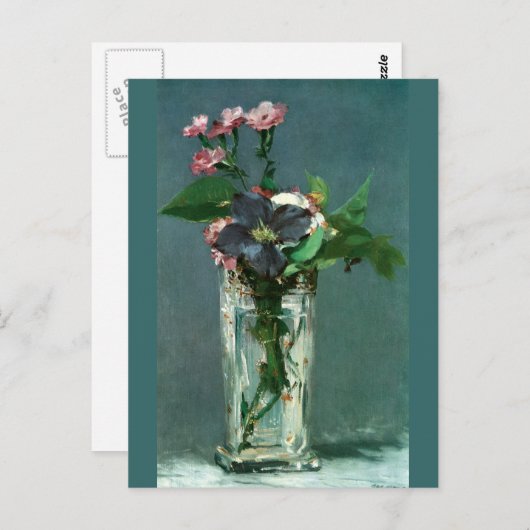 Edouard Manetポストカードによるカーネーションとクレマティス ポストカード (正面/裏面)