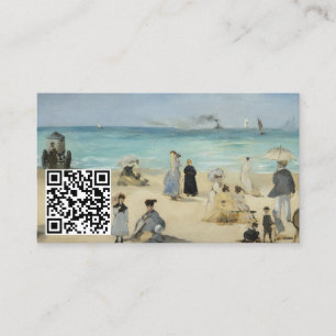 Edouard Manet – オンビーチ, Boulogne - QRコード 名刺