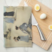 Edouard Manet – オンビーチ, Boulogne-sur-Mer キッチンタオル (四つ折り)