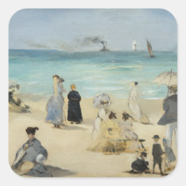 Edouard Manet – オンビーチ, Boulogne-sur-Mer スクエアシール