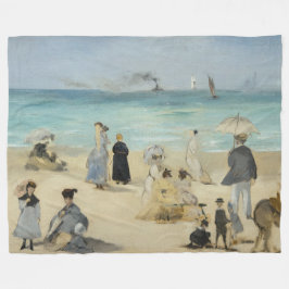 Edouard Manet – オンビーチ, Boulogne-sur-Mer フリースブランケット