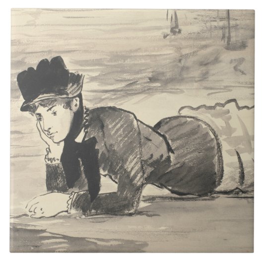 Edouard Manet – 女性がビーチ タイル (正面)