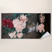 Edouard Manet – 小台座に牡丹の花瓶 ビーチタオル (正面)